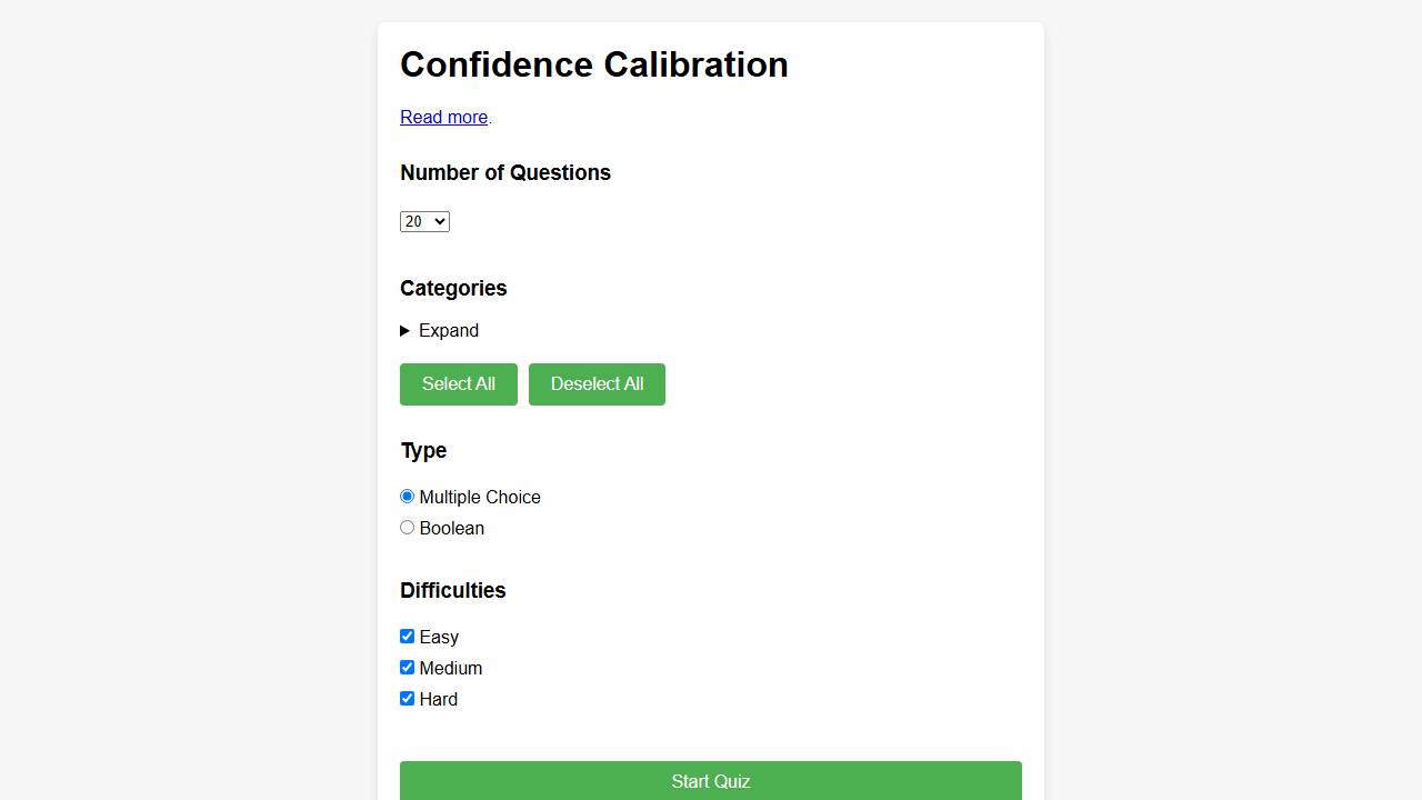 Confidence Calibration screenshot