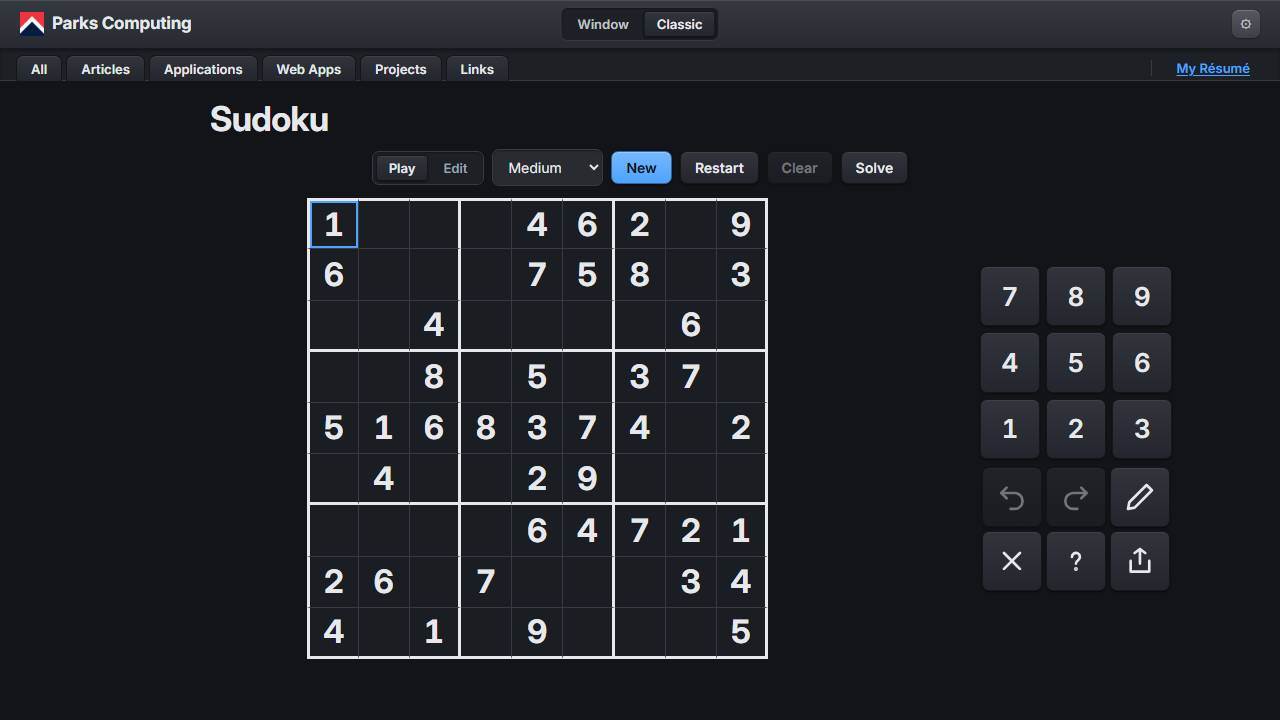 Sudoku screenshot