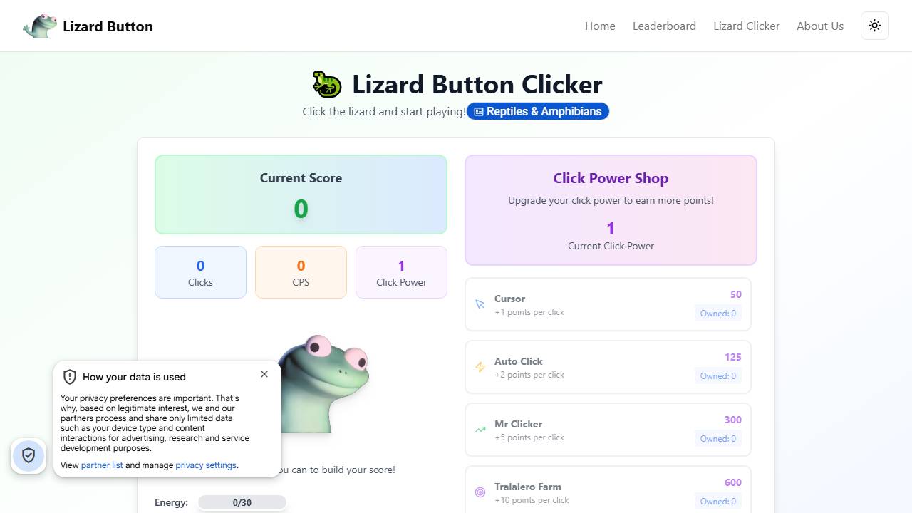 Lizard Button Clicker screenshot