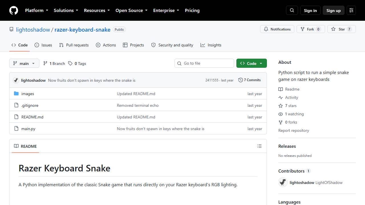 Razer Keyboard Snake screenshot