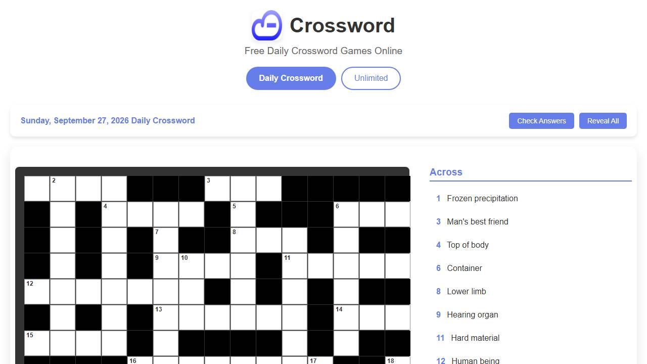 Crossword screenshot