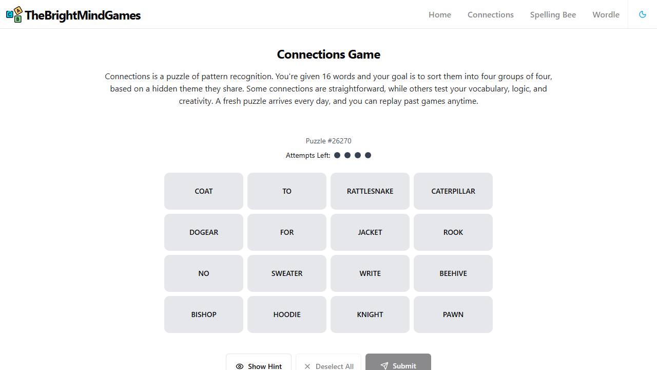 Connections Game screenshot
