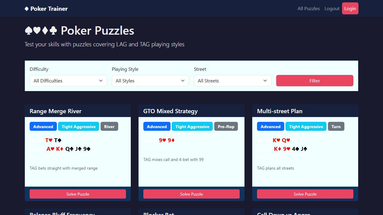 Poker Puzzles screenshot