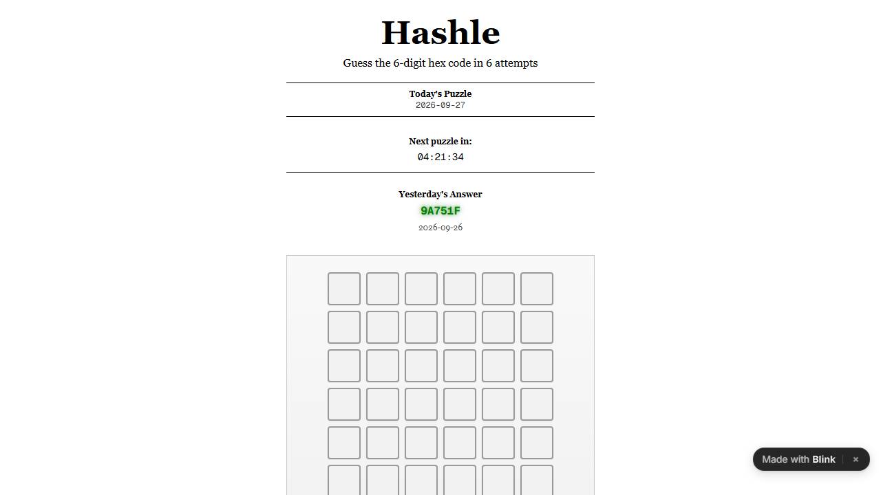 Hashle screenshot