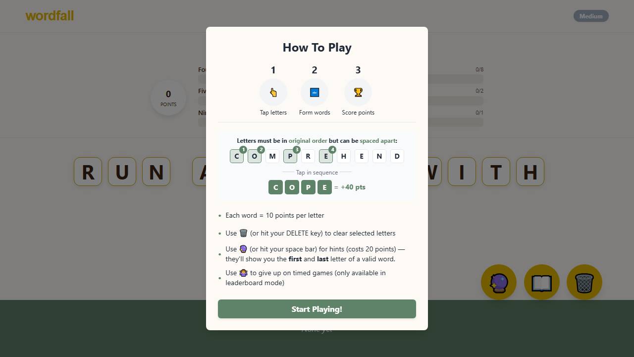 Wordfall screenshot