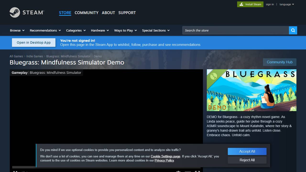 Bluegrass: Mindfulness Simulator screenshot