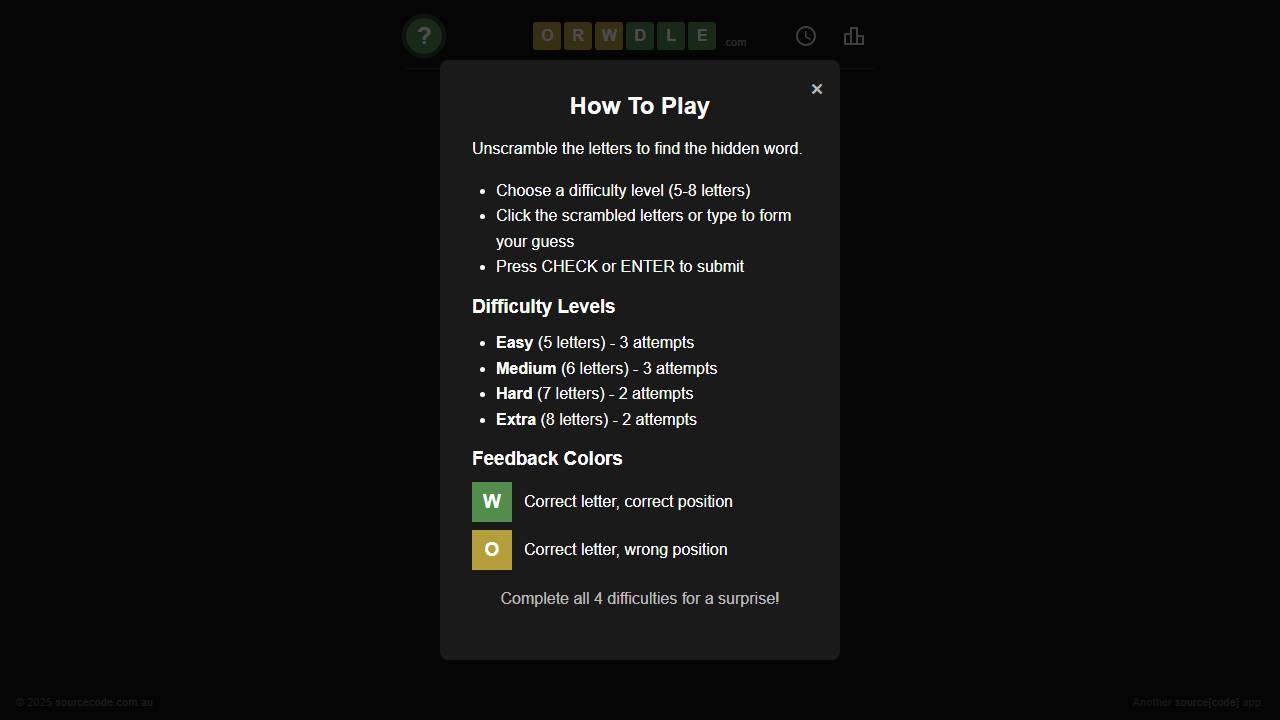 Orwdle screenshot
