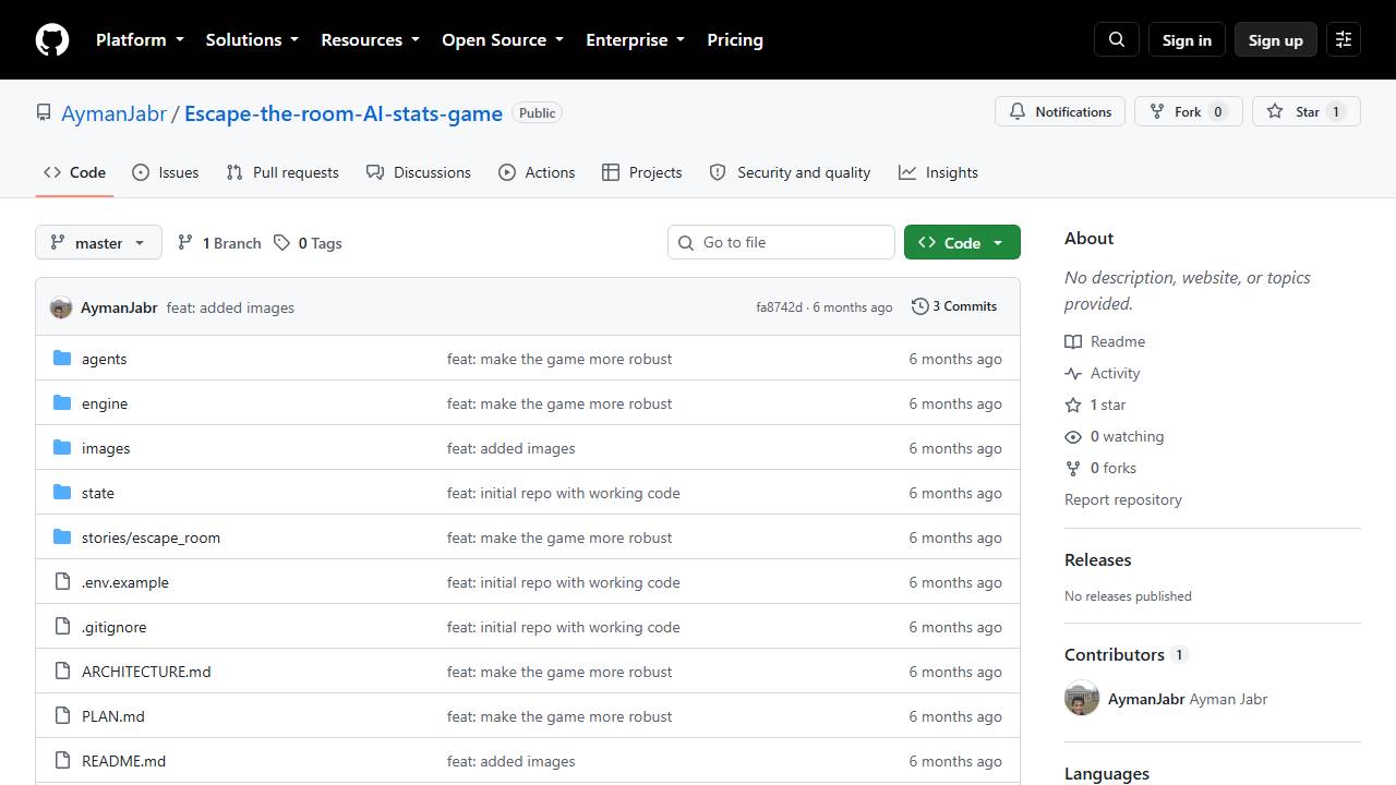 Escape the Room, bounded AI stats game screenshot