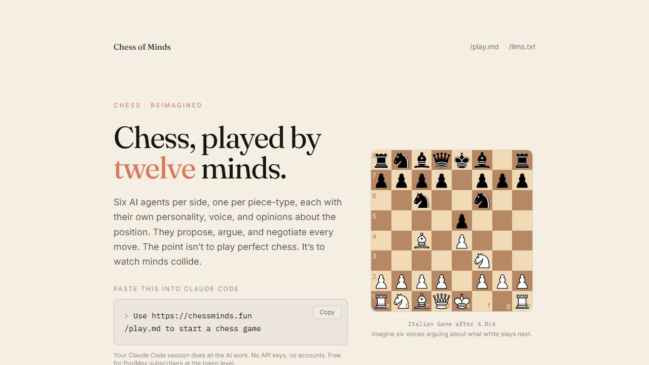Chess of Minds, a chess game where screenshot