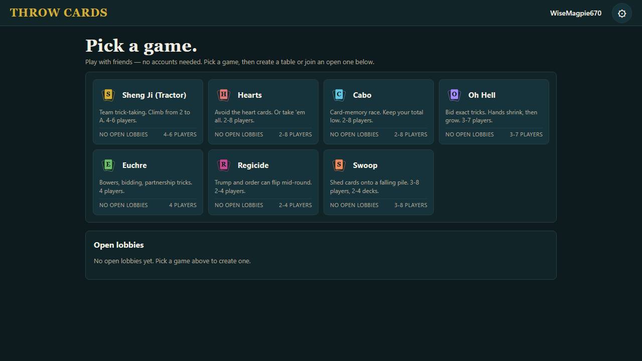 Throw Cards screenshot