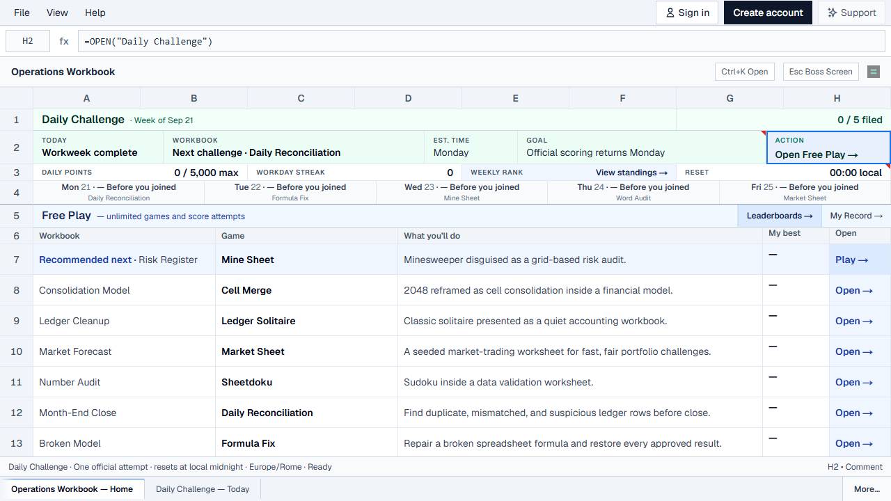 Bored Spreadsheet screenshot