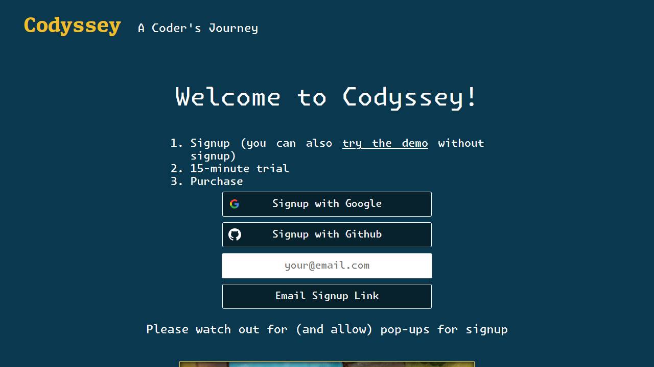 Codyssey screenshot