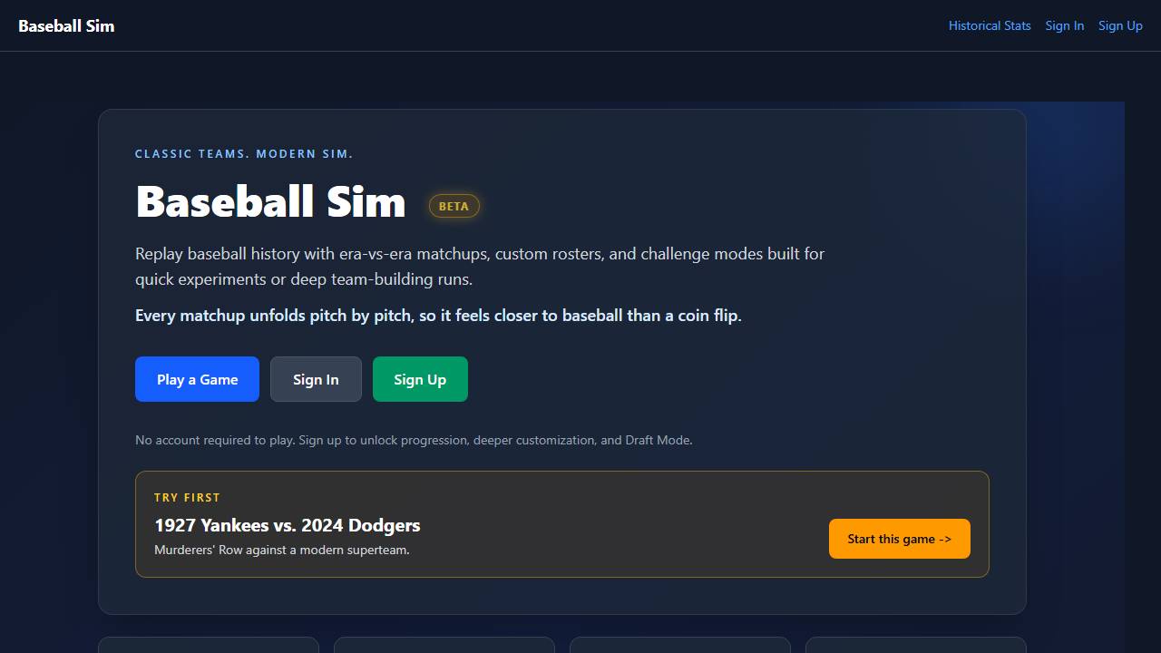 Baseball Sim screenshot