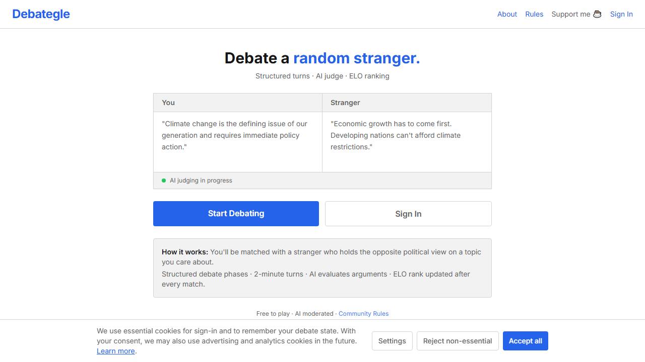 Debategle screenshot