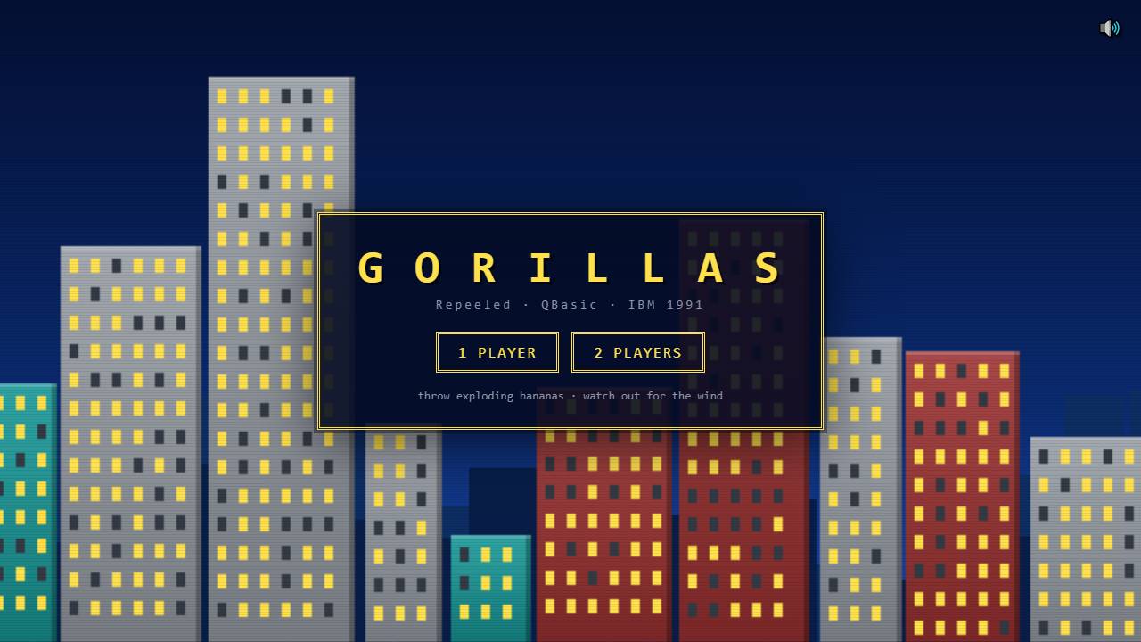 QBasic Gorillas (Repeeled) screenshot