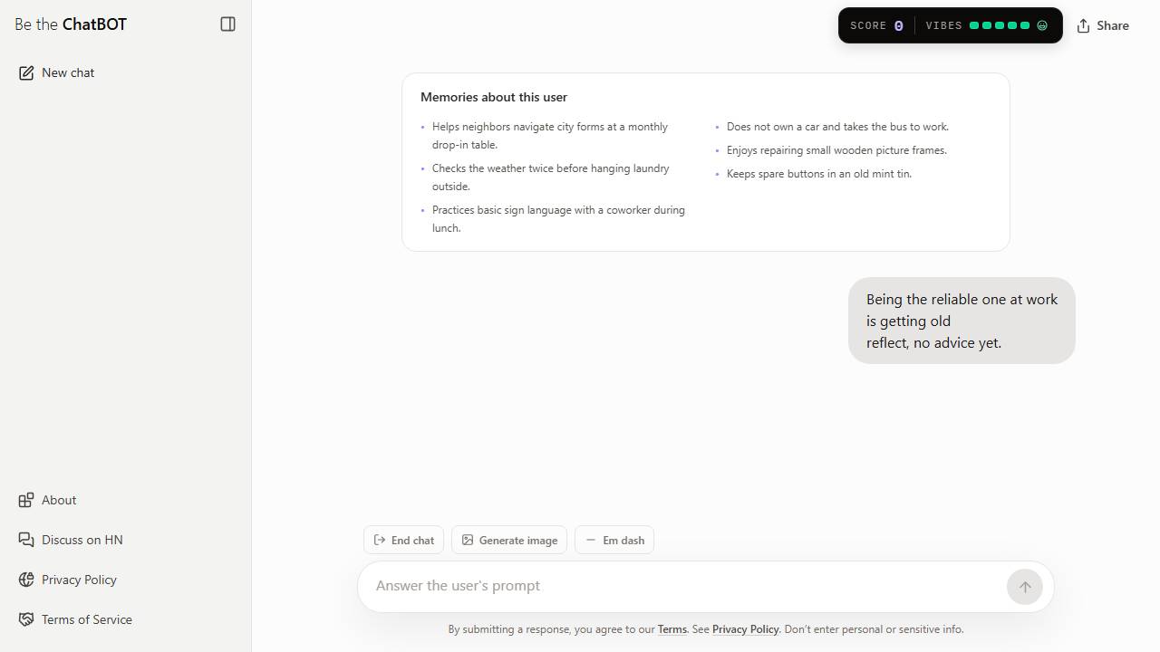 Be the ChatBOT screenshot