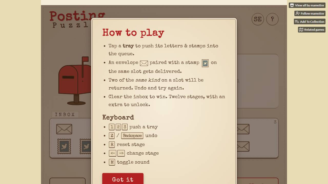 Posting Puzzle screenshot